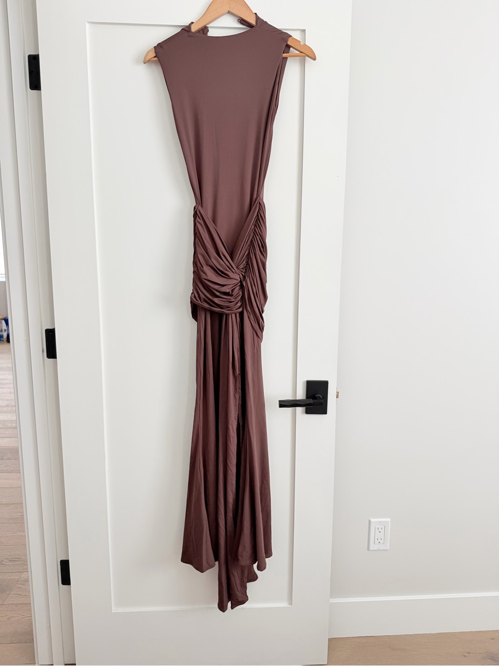 Sleeveless Maxi Dress in Dusty Mauve with Knotted Waist Detail